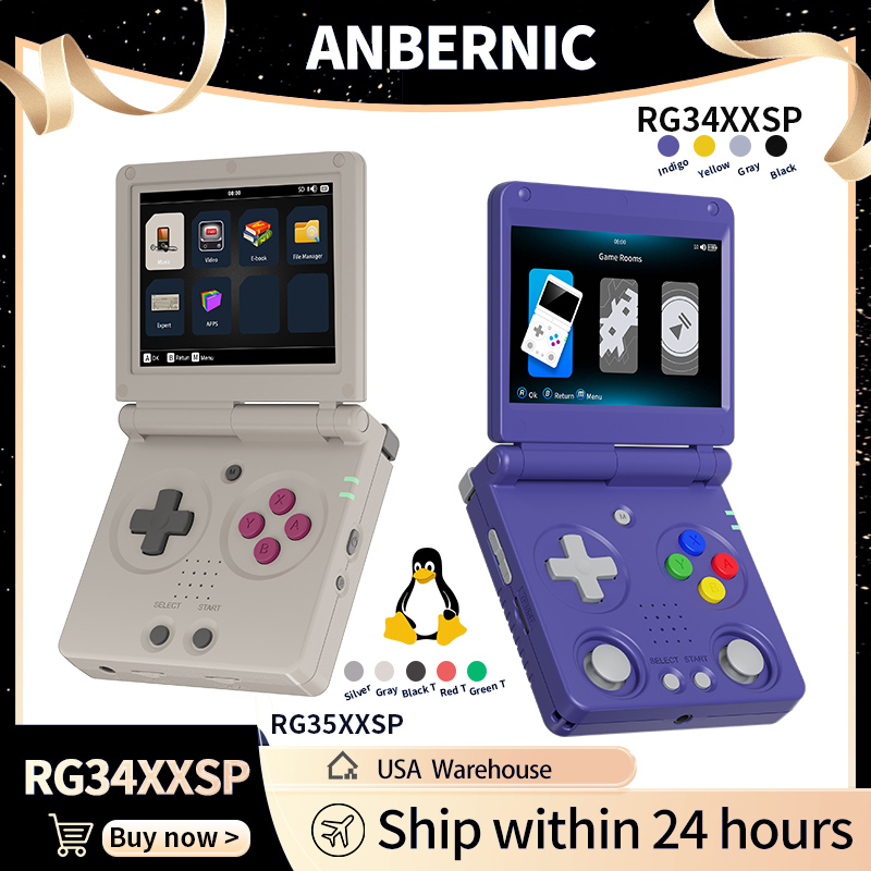 Retro Gaming Arcade Console - Anbernic RG34XXSP RG35XXSP フリップ式携帯ゲーム機 IPSスクリーン Linux