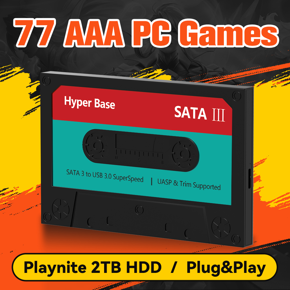 Retro Gaming Emulator Pc - Playnite 2TB ゲーミング HDD、77 AAA ゲーム搭載、レトロゲームコンソールエミュレーション対応、PS4/PS3/PS2/XBOX/WiiU/Wii、Win