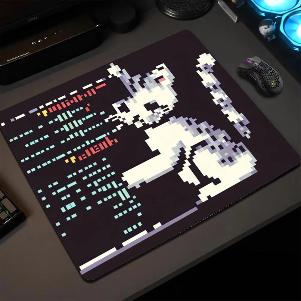 Retro Gaming Laptop - ミニピクセル猫マウスパッド レトロコンピューターウィンドウ回路キティプリント 滑り止めゴム製マウスパッド ノートパソコンPCゲームデスク装飾用