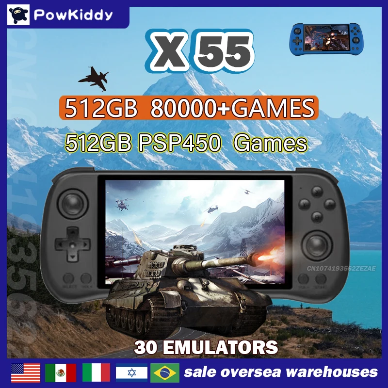 Retro Gaming Arcade Console - 80000Games 512 グラム POWKIDDY X55 5.5