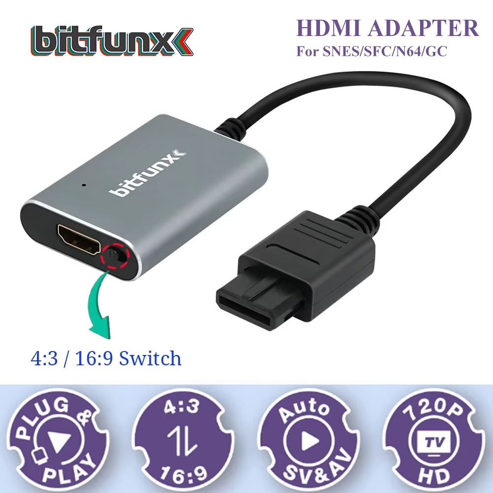 Retro Gaming Box - Bitfunx 720P Svideo/AV to HDMI アダプター