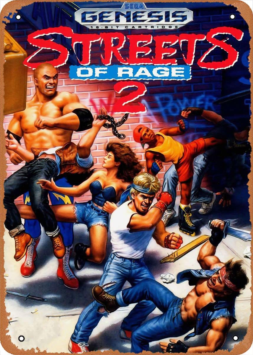 Retro Poster Gaming - クラシックアーケードビデオゲームポスターメタルティンサインストリートオブレイジレトロゲーム90ウォールアートデコレーションティンサイン-