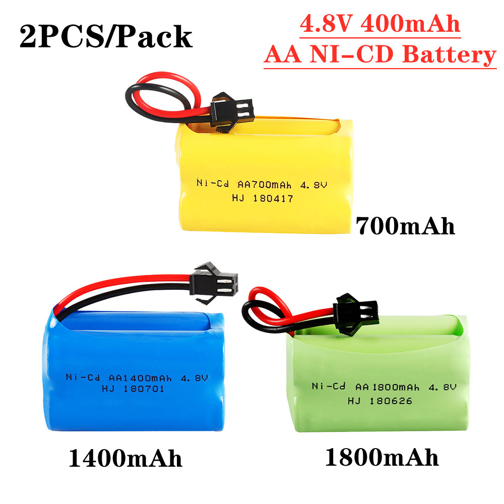 Rechargeable Battery Aa - Ni-cdカーバッテリー,4.8v,700 mah,1400 mah,1800mah,rcボート,タンクおもちゃ,充電式バッテリー部品,SMプラグ,バッチあたり2個