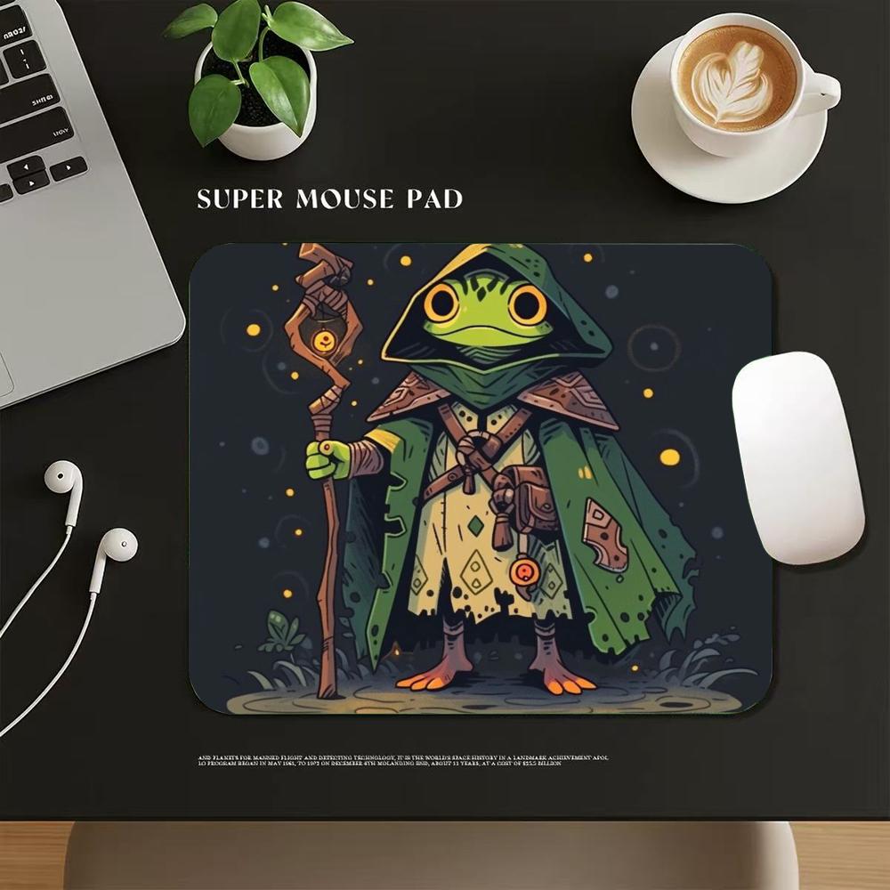 Retro Gaming Laptop - かわいいウィザードカエル漫画ゲーミングマウスパッドレトロファンタジーメイジ動物45x40CM EスポーツマウスパッドゲームオフィスPCラップトップデスクマット