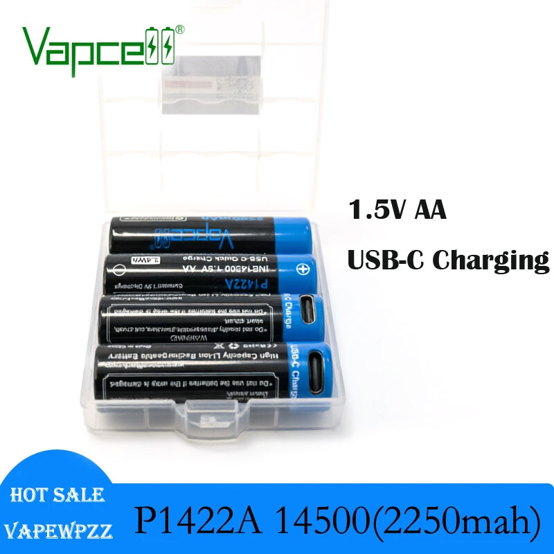 Rechargeable Battery Aa - USB-C充電対応セル Vapcell P1422A 1.5V AA 14500バッテリー