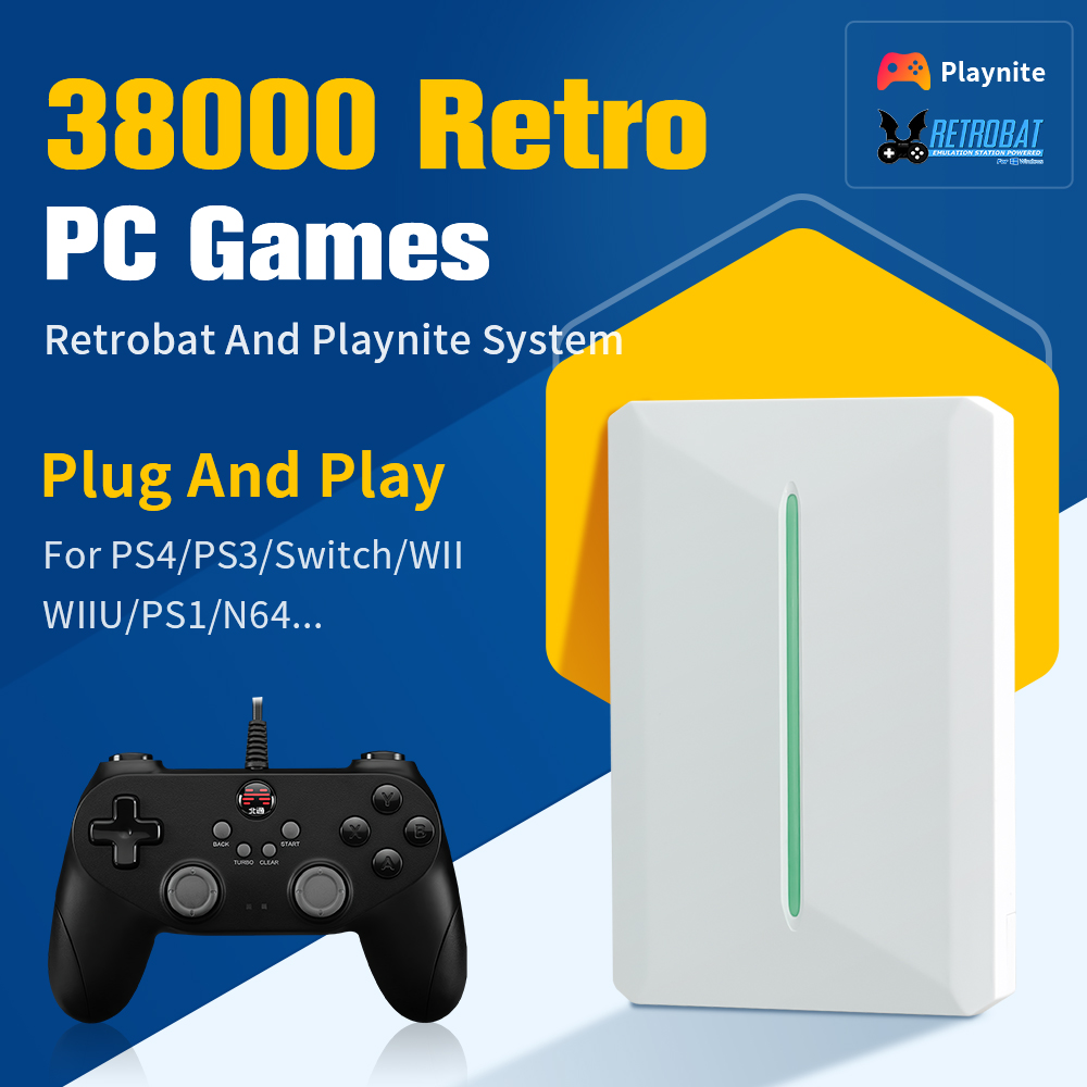 Retro Gaming Emulator Pc - ポータブル500GBレトロゲームハードドライブ PS3/PS2/PS1/Switch/WII/N64/SNES Playnite&Retrobatエミュレータ対応 ゲーミングHDD 38000種類以上のゲーム搭載