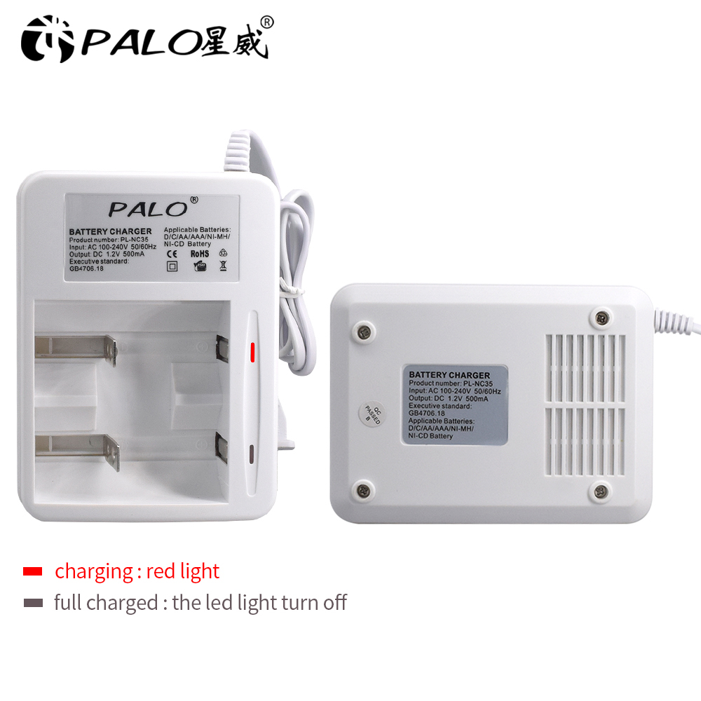 Rechargeable Battery Aa - Palo-インテリジェント充電器,1.2V,ni-mh,ni-cd,aa,aaa,c,d,LEDインジケーター付き充電式バッテリー
