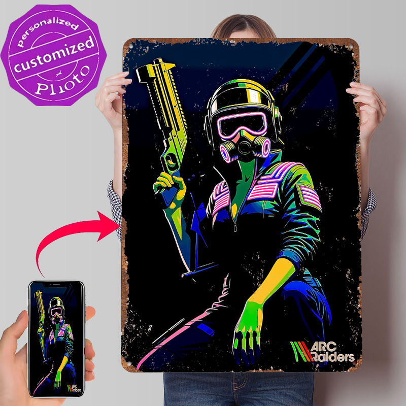 Retro Poster Gaming - アークレイダーズゲームアートメタルポスターカスタマイズされたウォールアートレトロヴィンテージブリキ看板寝室の装飾ゲームバスルームの装飾用