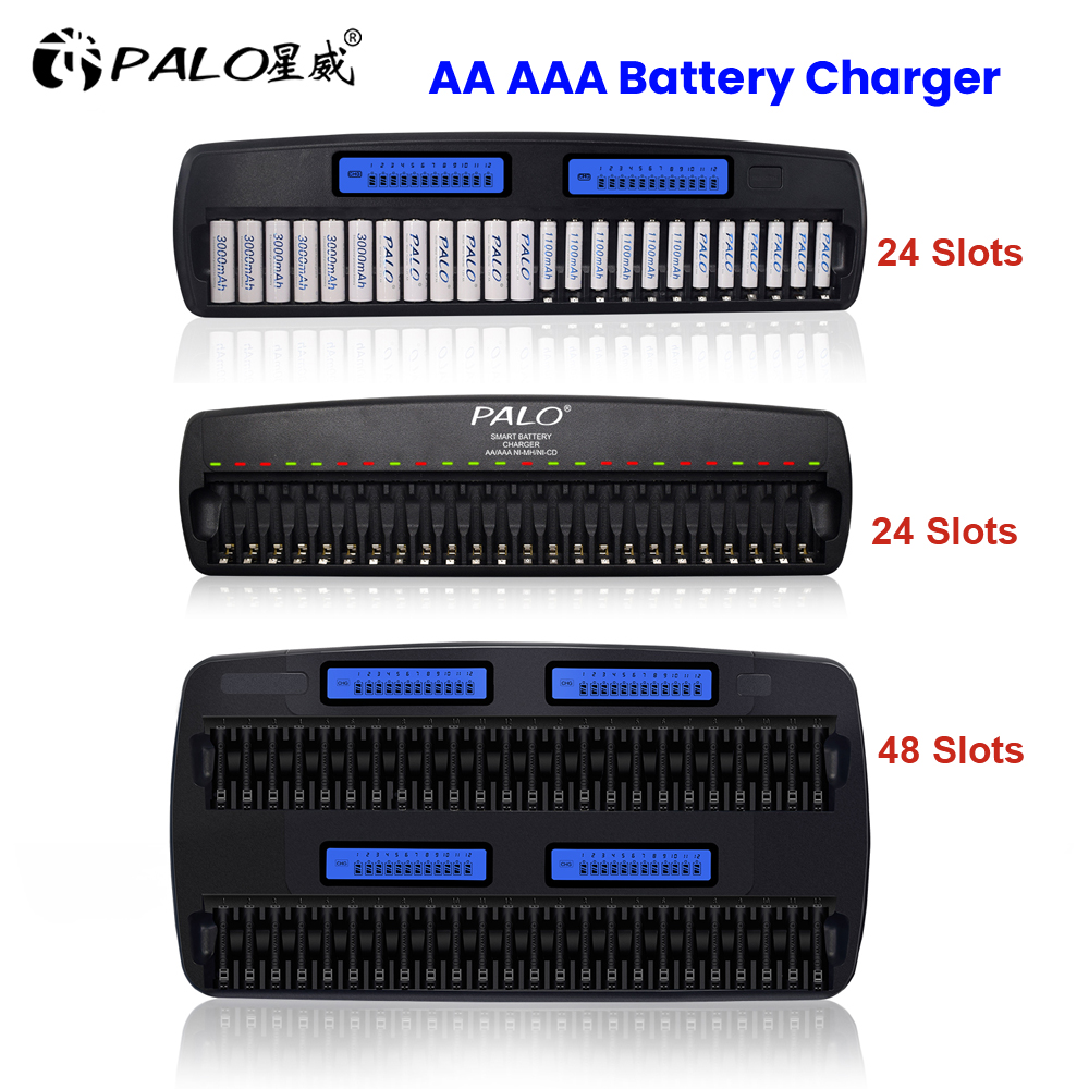 Rechargeable Battery Aa - インテリジェントバッテリー充電器,充電式電池,aa,aaa,nimh,ニッケル,24, 36, 48スロット,PALO-LCD v,1.2