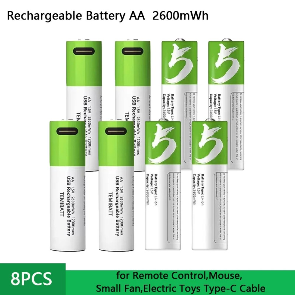 8 個 1.5V AA 2600mWh バッテリー容量充電式 - Rechargeable Battery Aa のレビューと価格