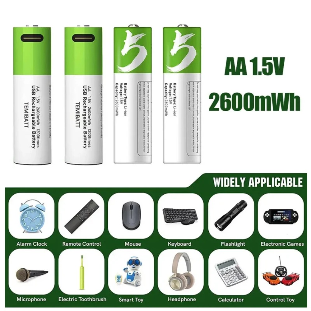 8 個 1.5V AA 2600mWh バッテリー容量充電式 - Rechargeable Battery Aa のレビューと価格
