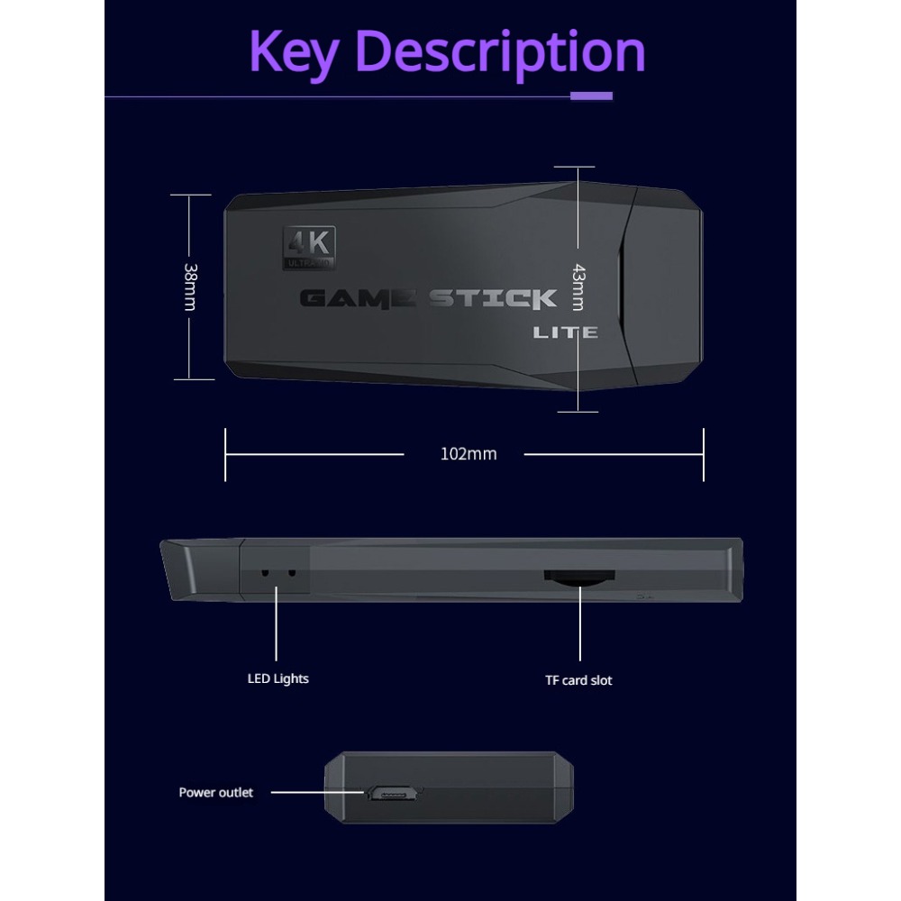 ポータブル4Kレトロゲームスティックコンソール、ワイヤレスコ - Retro Gaming Arcade Console のレビューと価格