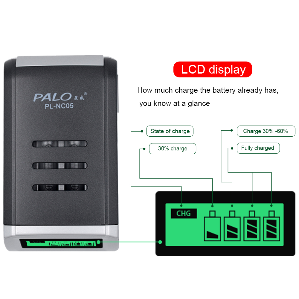 PALO 4スロットスマートLCDディスプレイバッテリー充電 - Rechargeable Battery Aa のレビューと価格