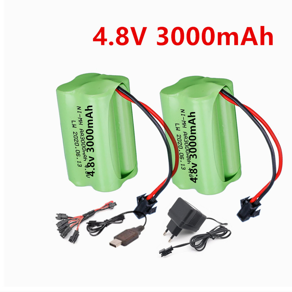 4.8V 3000mAh充電式バッテリーと充電器、RCボート - Rechargeable Battery Aa のレビューと価格