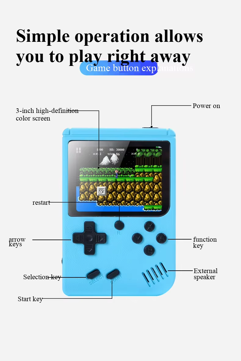 新型3インチ携帯レトロミニビデオゲームコンソール 8ビットハ - Retro Gaming Arcade Console のレビューと価格
